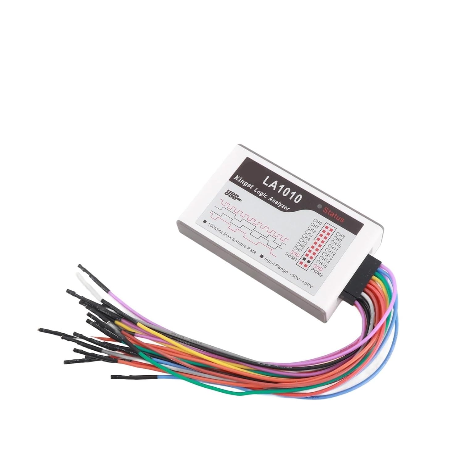 16 Channel Logic Analyzer with Cable Portable Analyzer Device 100M Sampling Rate ‑50‑50V Input Portable Logic Analyzer Set