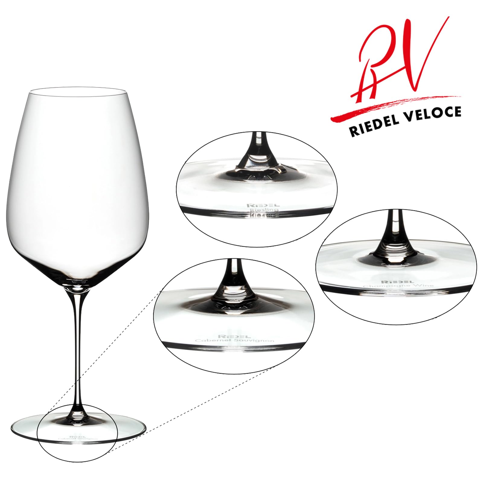 RIEDEL Veloce Wein- und Champagnergläser Set 6-teilig | Cabernet/Merlot Gläser (829 ml), Riesling Weingläser (570 ml) und Champagnergläser (327 ml) | Kristallglas