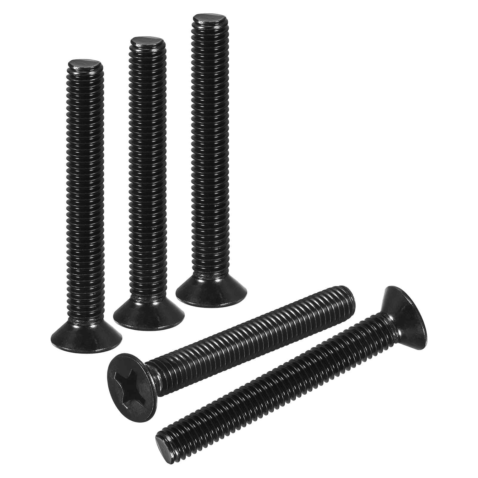 DTGN M6-1x45 Flat Head Countersunk Machine Screws - 15pcs - Good for Furniture and Machinery - 304 Stainless Steel Phillips Machine Screws Bolts - Black Oxide Finish
