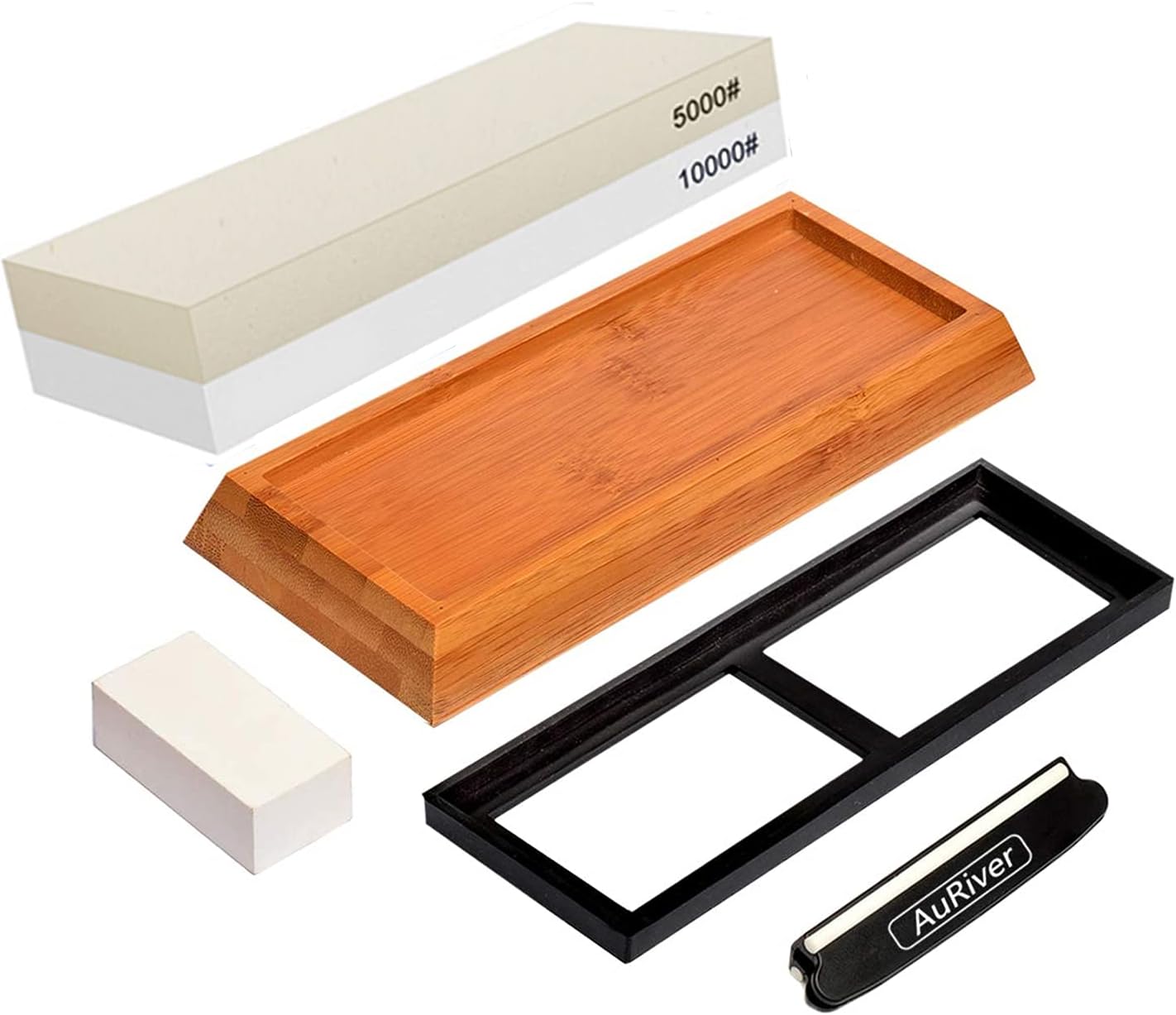 Meiyijia Knife Sharpener, Premium 2-in-1 Whetstone Waterstone Kit, 5000/10000 Grit, Non-Slip Bamboo Base, Angle Guide - Image 5
