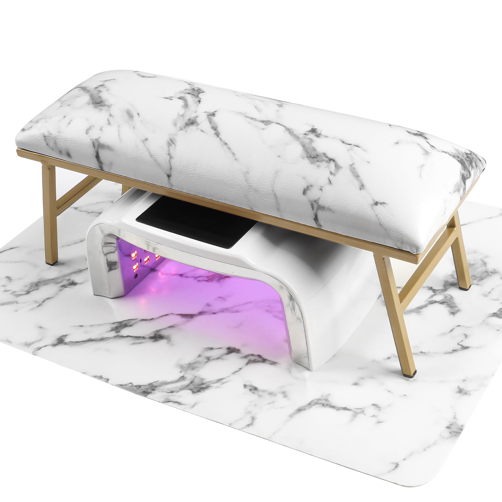 Hand Rest Hand Pillow, Nail Arm Rest for Nail Tech with Microfiber Leather Nail Table Mat, Manicure Hand Rest Stand Nail Art Accessories Tool for Nails Tech (White)