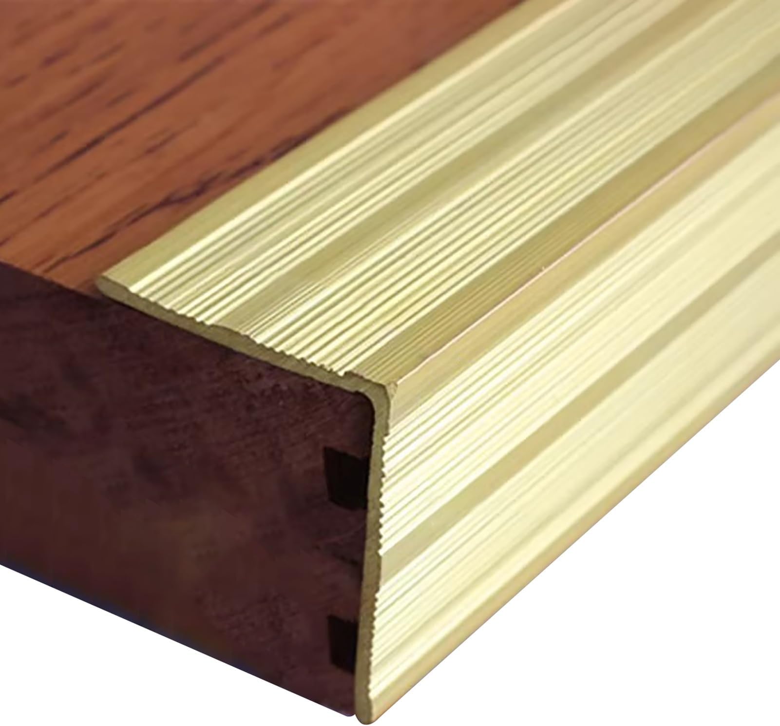 ZIMGOD Brass Stair Nosing Edge Trim Anti Slip, Step Edge Protector Strip for Wood Stairs Tile, Staircase Nose Guard Molding Strips, Corner Threshold Cover (Size : 34x30mm(1 3/8" x1 1/8"))