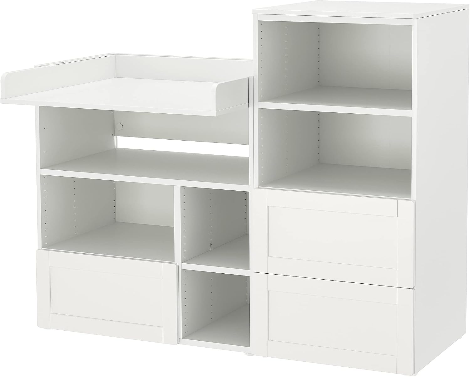 ProTuning PLATSA/SMÅSTAD Changing table, white with frame/with bookcase, 150x79x123 cm