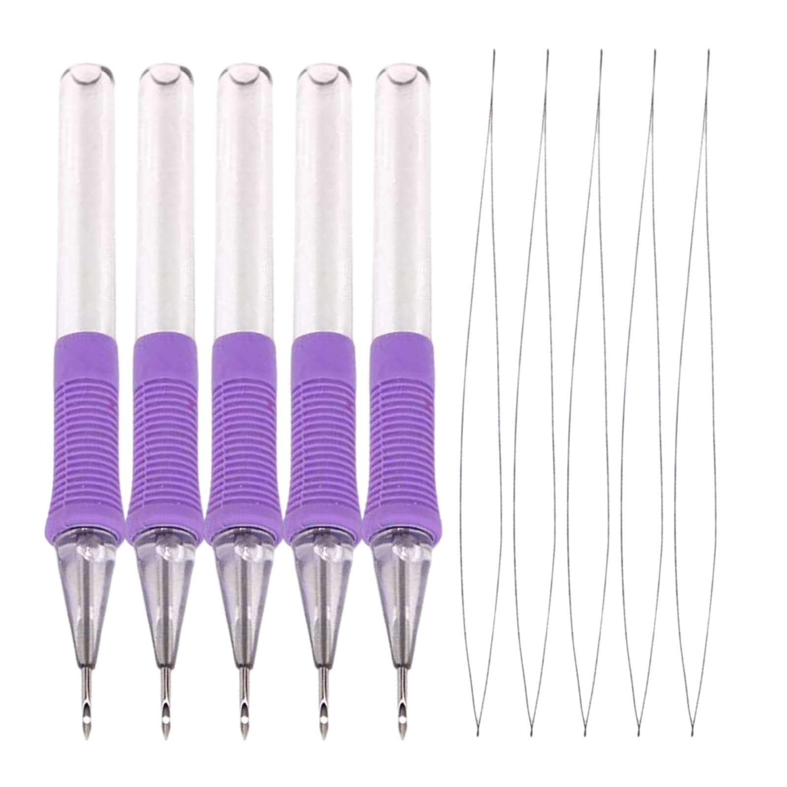Mhadbkh Light 5Pcs Embroidery Punching Needle Set With Needle Threader Abs Embroidery Pen Beginner Punching Needle Embroidery Set Embroidery Needle Set