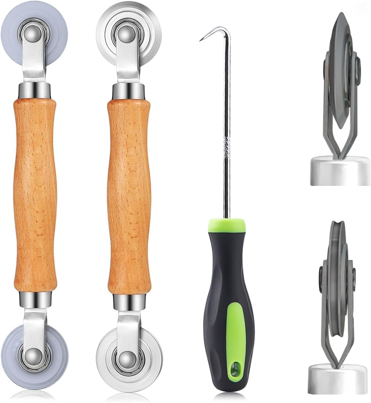 Screen Roller Tool, Screen Spline Tool, Spline Roller, Steel/Nylon Roller with Bearing + Removal Hook, 3in1 Window Screen Door Repair Kit, for Installing Door Window Mesh.