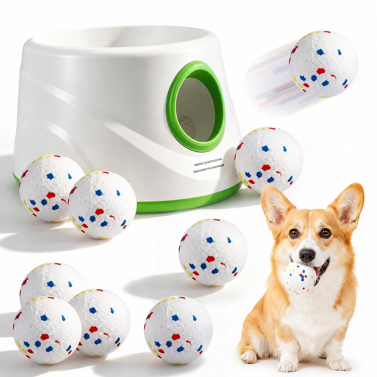 Máquina para lanzar pelotas de perro con 9 pelotas de tenis E-TPU | Juguete interactivo eléctrico para perros pequeños, lanzador de pelotas para perros, tenis, máquina para interior y exterior
