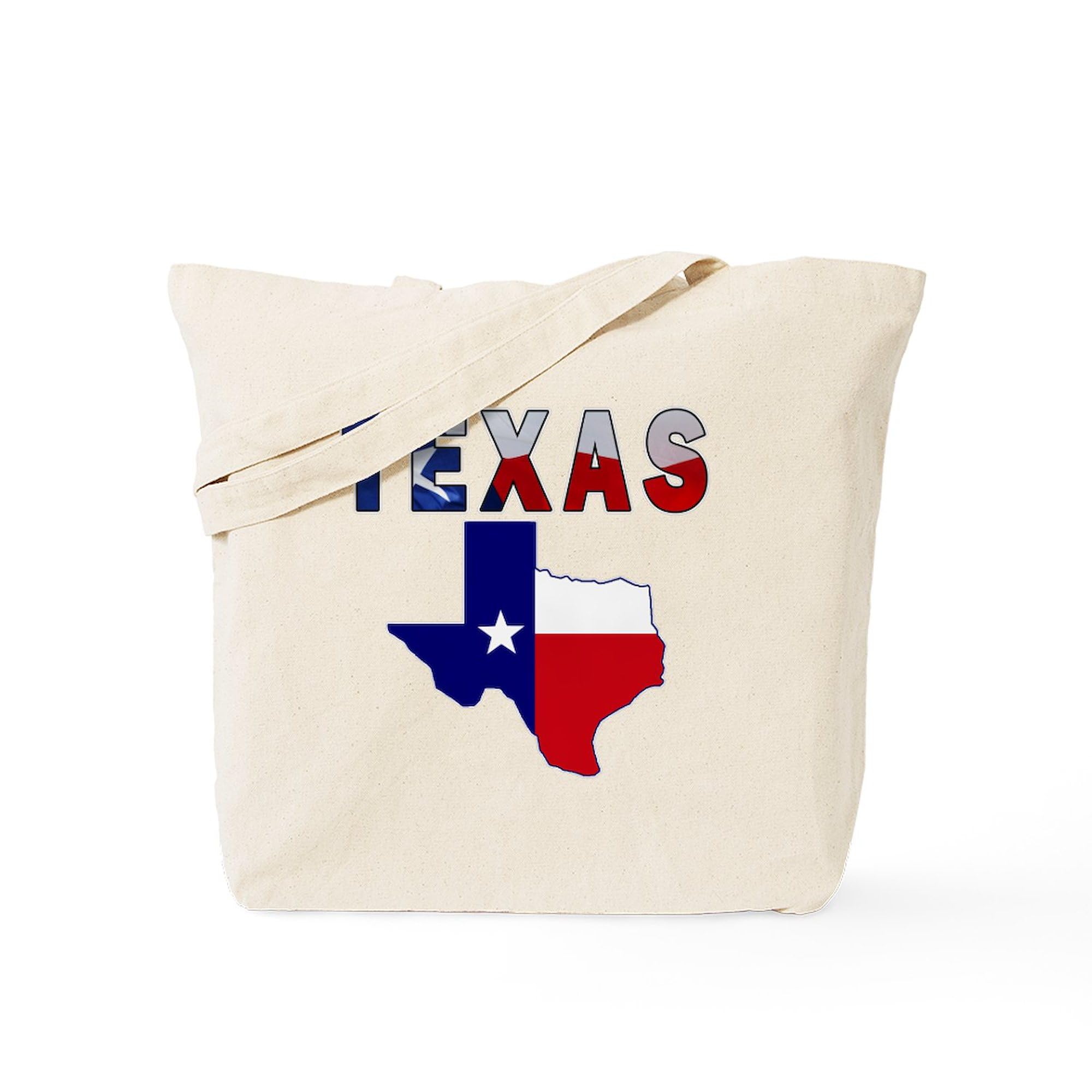CafePress Flag Map With Texas Tote Bag Natural Canvas Tote Bag, Reusable Shopping Bag