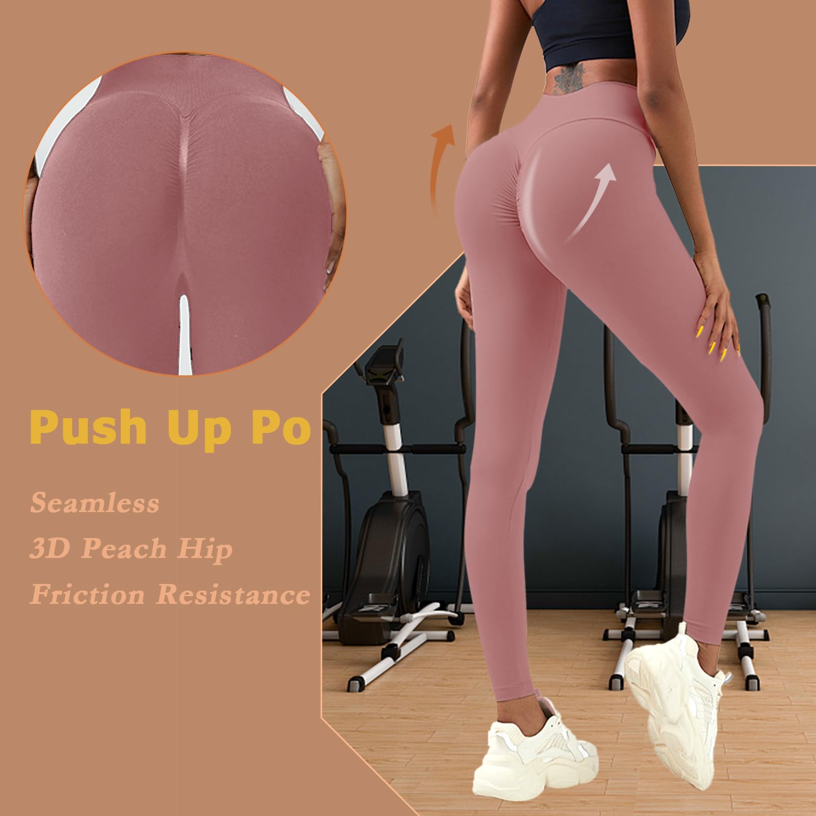 Leggings Deportivos Mujer Push Up Pantalones Cintura Alta Leggings Scrunch Butt Mallas Anticeluliticos Sin Costuras Opaco Pantalones Gym Yoga Fitness Jogging