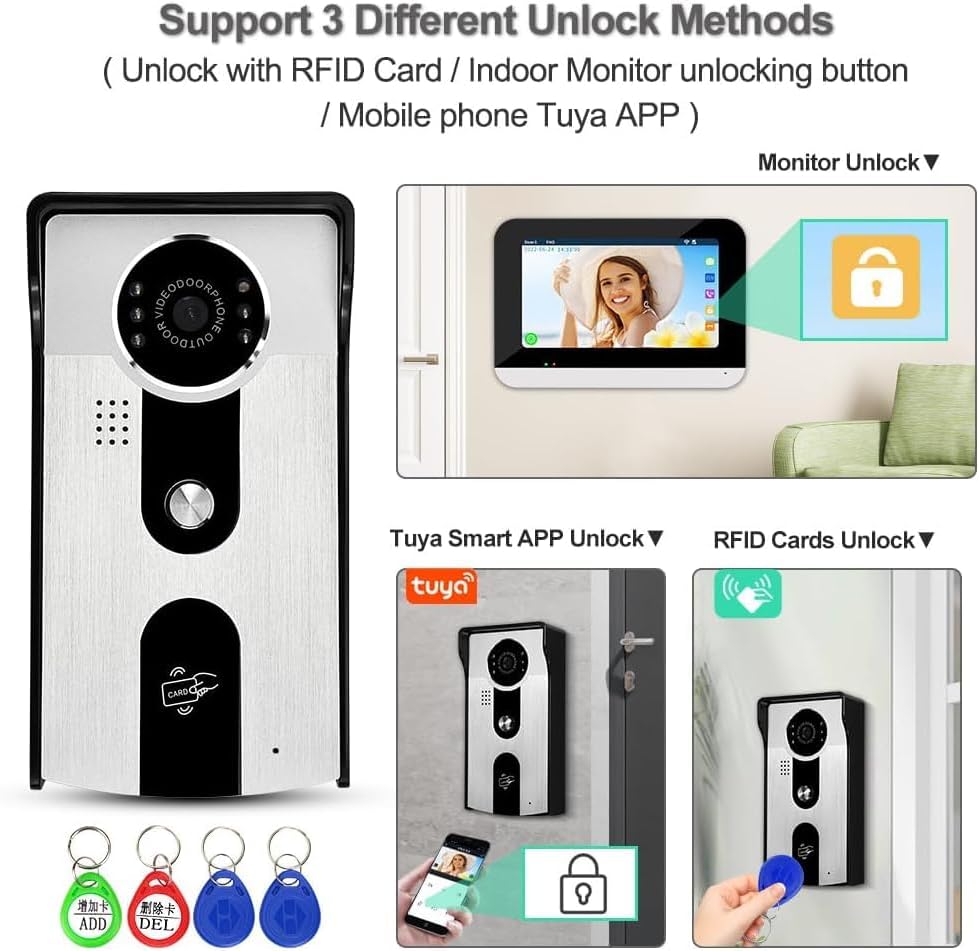 Three different unlock methods for the intercom system