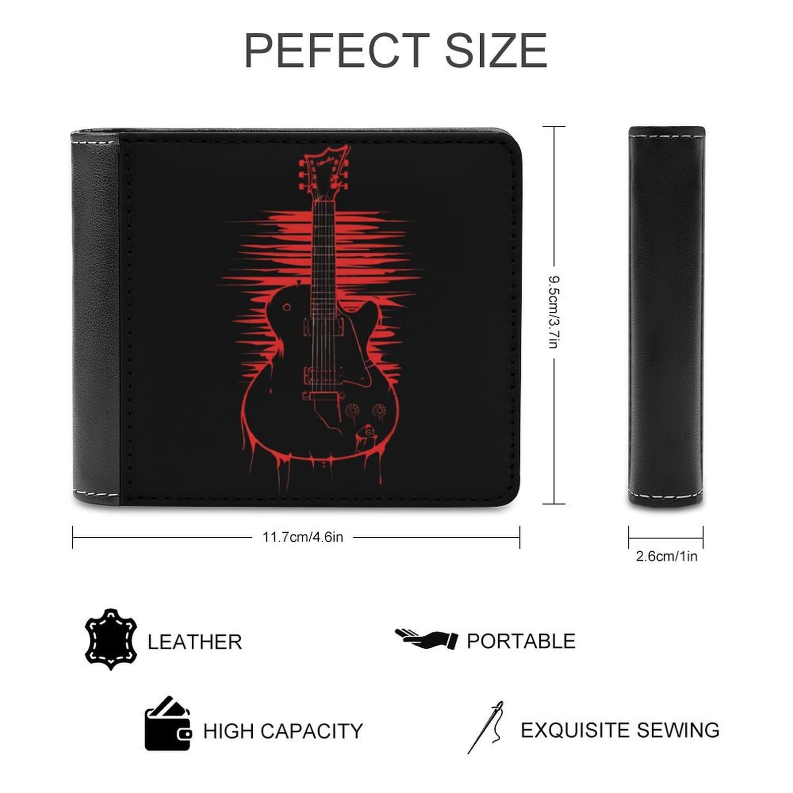 Guitar Funny Men's Slim Bifold Wallet with Multiple Card Slots Front Pocket Purse
