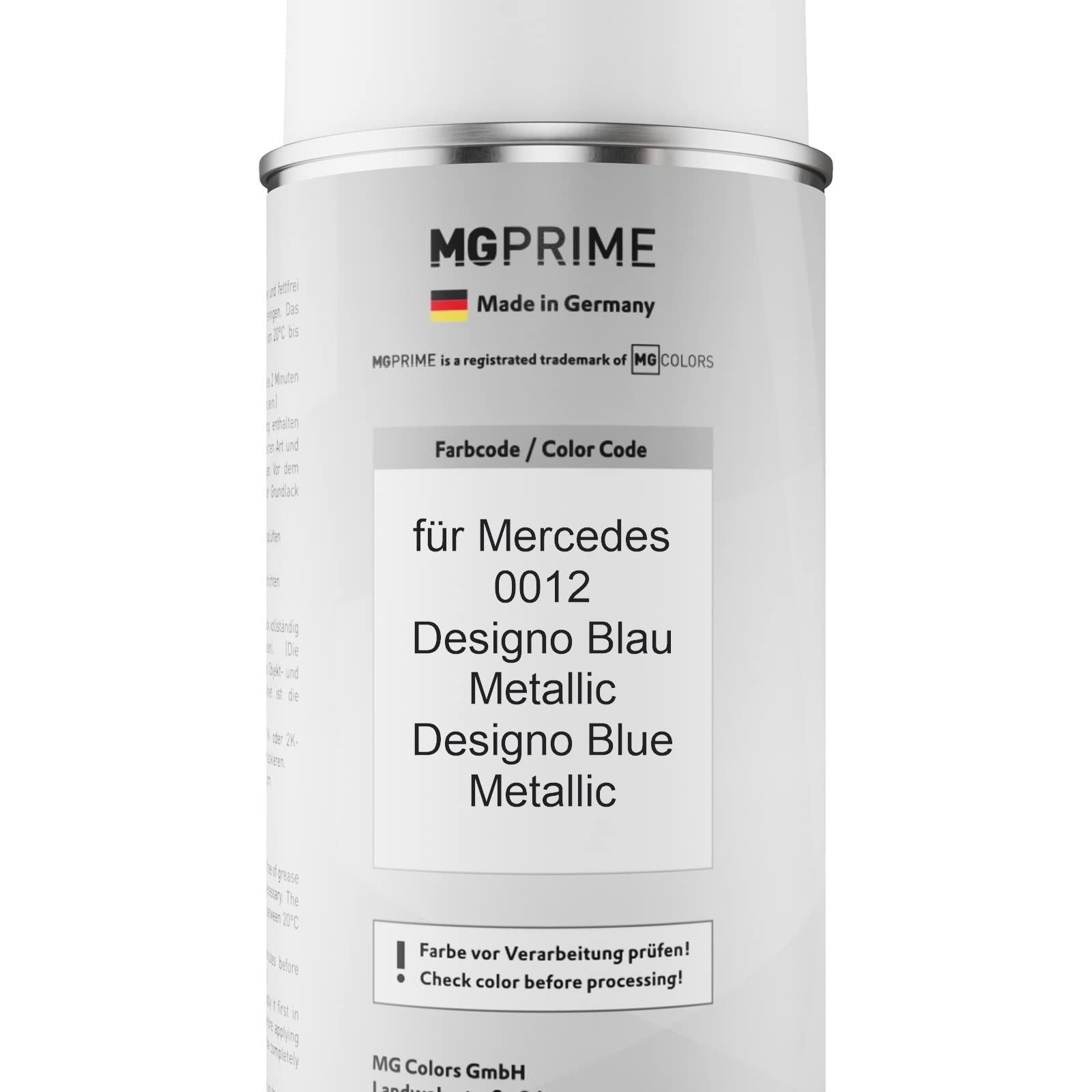 MG PRIME Lakier samochodowy w sprayu do Mercedes 0012 Designo Blau Me. +2K