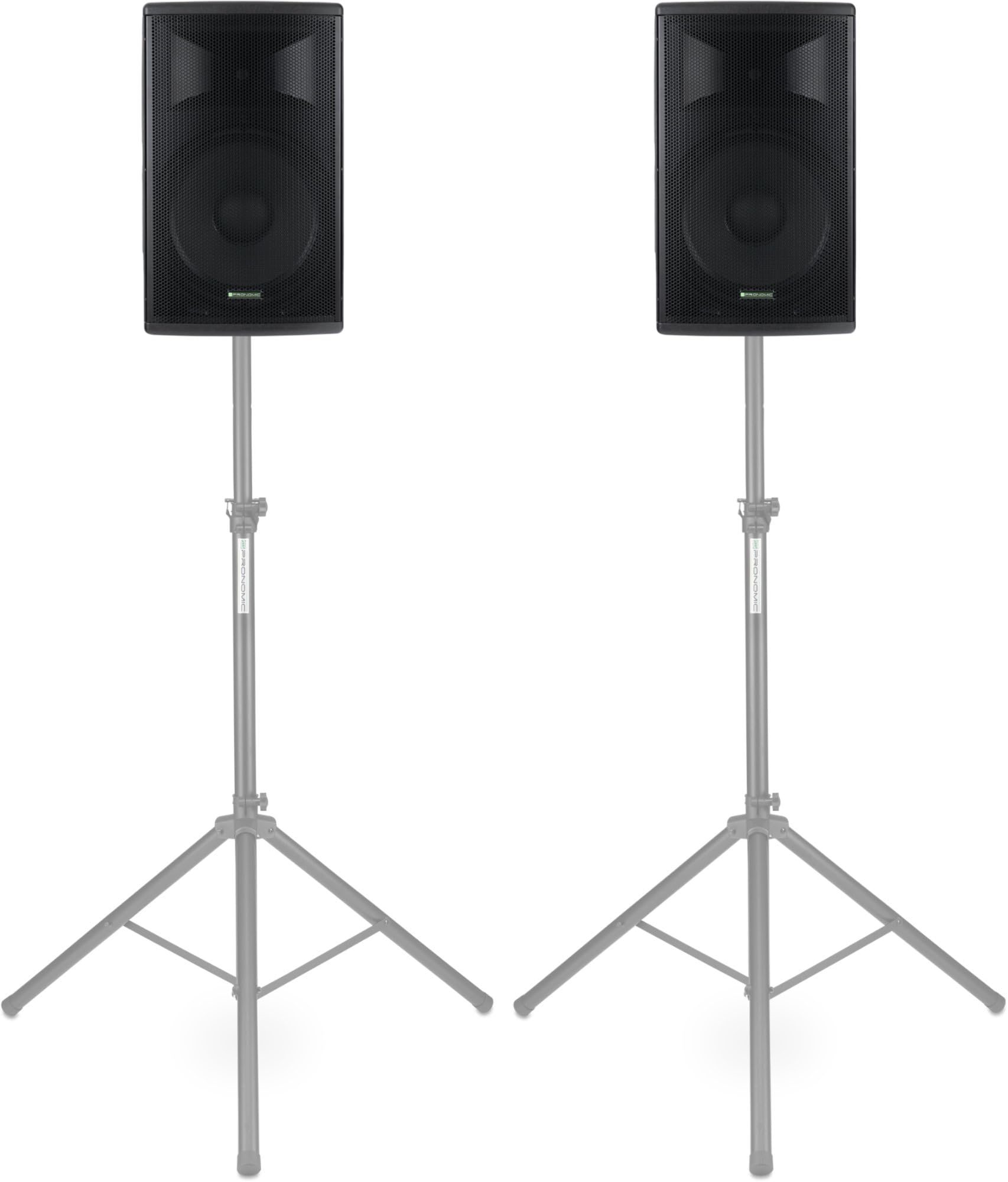 Pronomic E-212 MA Stereo Set - 2 aktive 2-Wege Boxen - Leistung: 2X 120 Watt (RMS) - 12" Woofer + 1,0" Kompressions-Treiber - Bluetooth-Empfänger und MP3-Player mit USB/SD - Monitorschräge