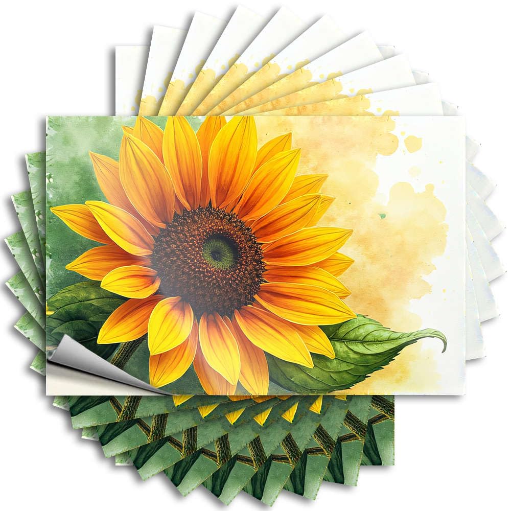 Happy, Quote Laptop A Vibrant Sunflower with Green Leaves | Comfort Necessities(12X18CM)