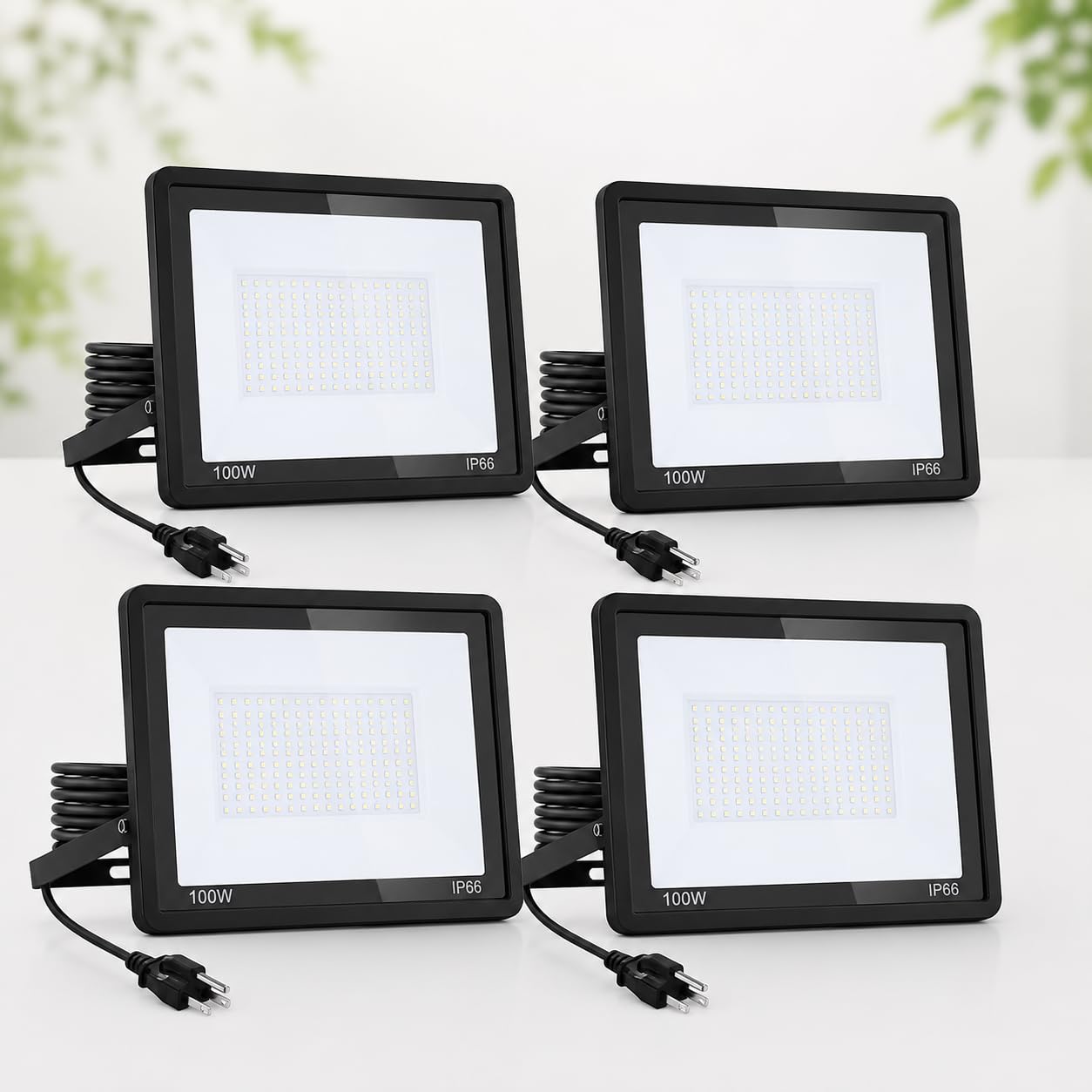 100W 4 Pack LED Flood Lights Outdoor,10400LM Security Lights, IP65 Waterproof High CRI Floodlight | Energy Saving Outdoor Lighting Fixture for Backyard, Garage, Garden, Court and Parking Lot