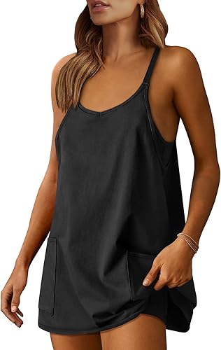 ANRABESS Vestido atlético para mujer, mini mono de verano para tenis, entrenamiento activo, deportes, con pantalones cortos integrados, ropa