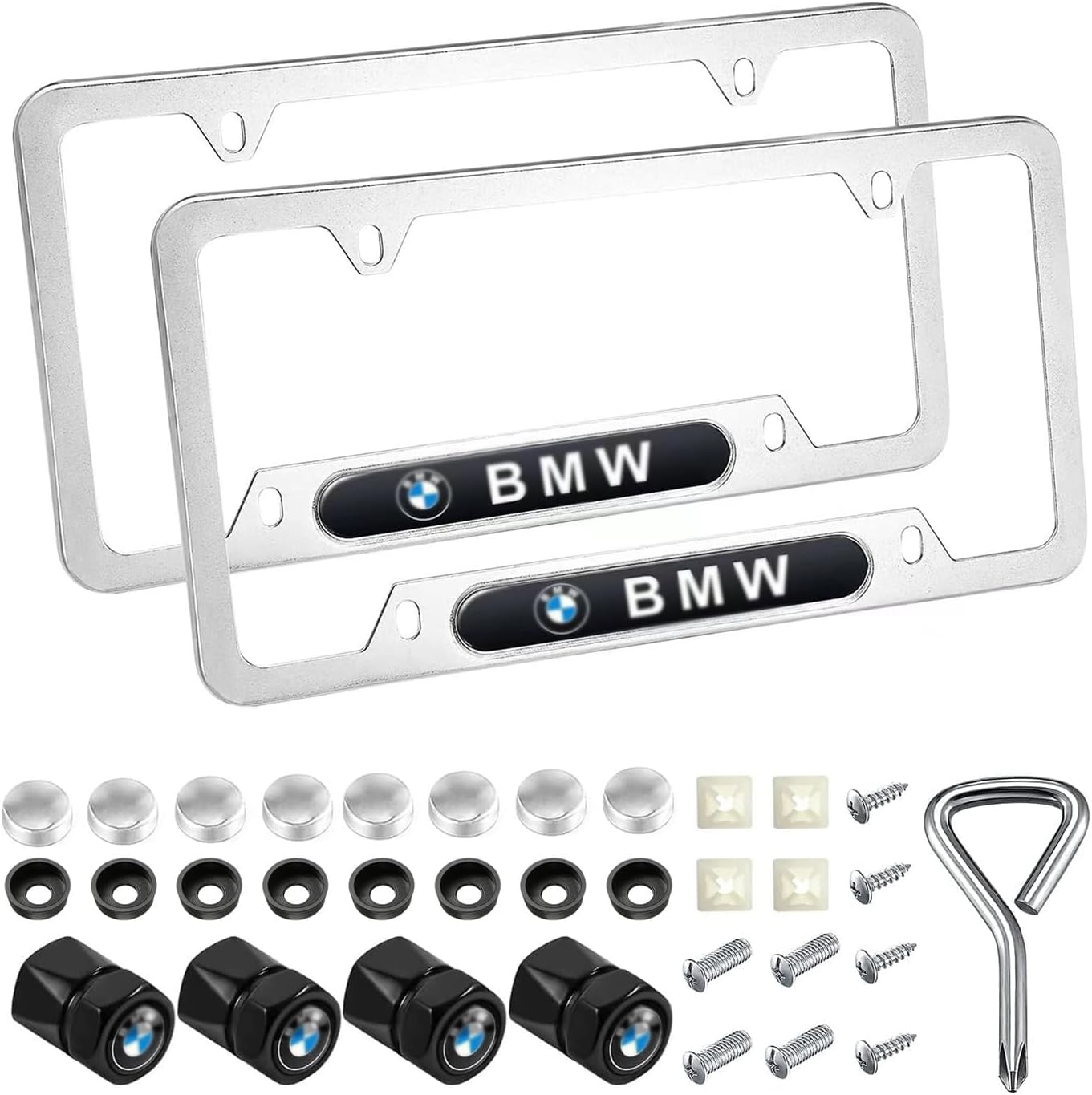 Amazon.com: BMW License Plate Frame with BMW Wording (Silver) : Automotive