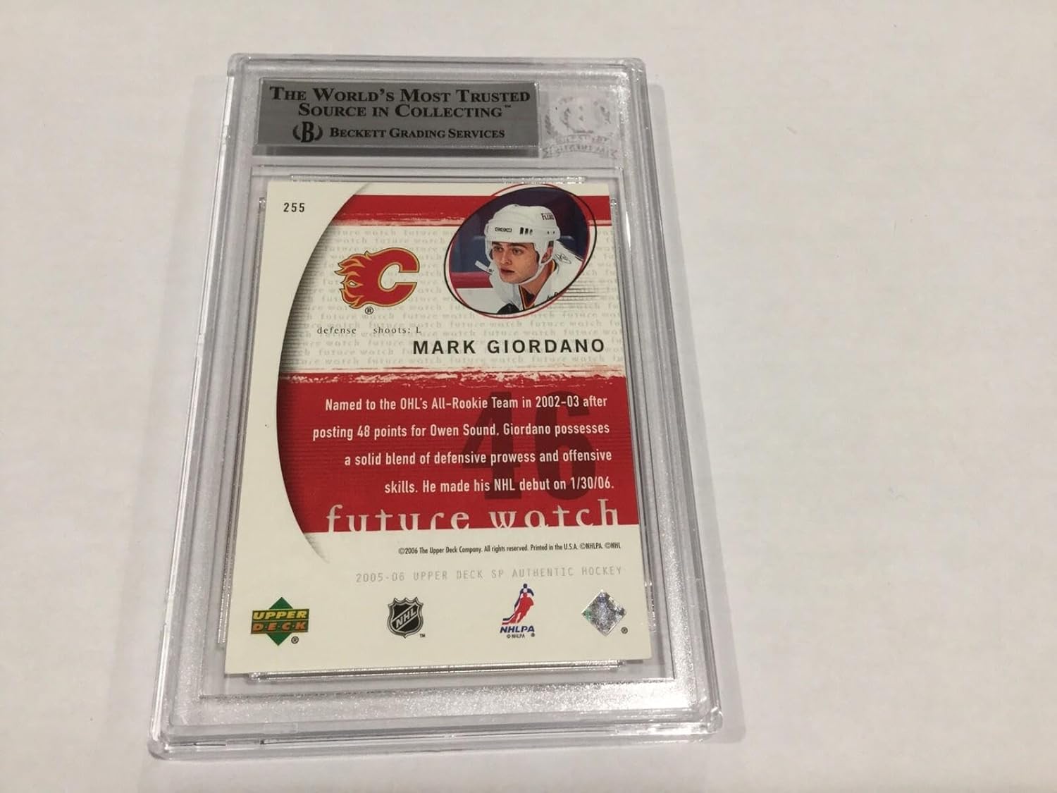 Mark Giordano Signed Autographed SP Authentic RC Card Slabbed Beckett BAS COA a - Hockey Slabbed Autographed Rookie Cards
