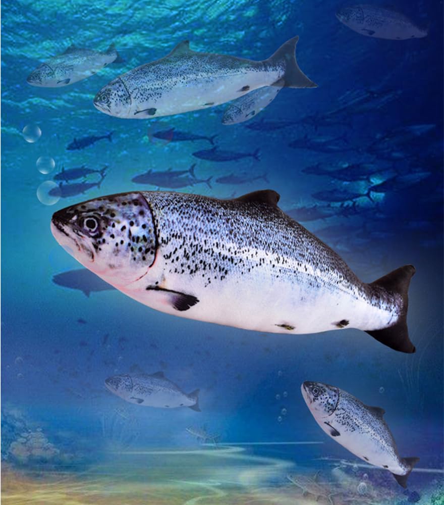 NatureMan 3D Giant Simulation Fish Plush Stuffed Pillow,Soft Salmon Fish Decor Pillow & Cushion (31.5inch/ 80cm) - Image 2