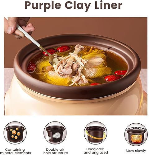 Miniatura 3 de Olla eléctrica DGD40-40SED, olla interior de arcilla morada para sopa china y gachas de avena, 4L