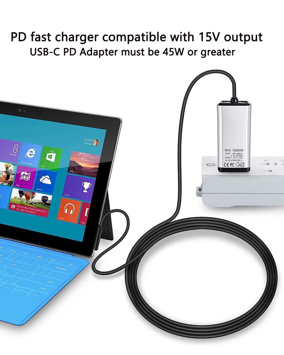 Surface Pd Fast Charging Cable Surface Connect To Type C Usb C Interface For Surface Pro3 Pro4 Pro5 Pro6 Pro Go Laptop Book2 Book1 White Male Usb C 1 5m Amazon Com Au Computers