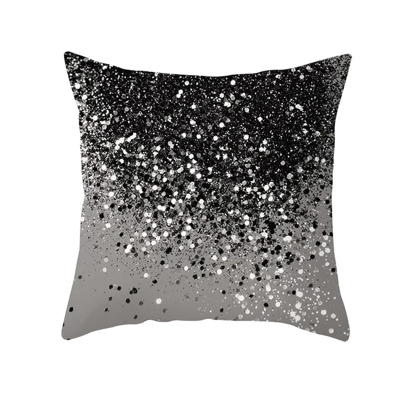 Cushions 60x60cm Black Sequins Cushions Cotton Linen Outdoor Cushions for Living Room Sofa Bedroom Office Cushion with Invisible Zipper Decorative Square Garden Cushions
