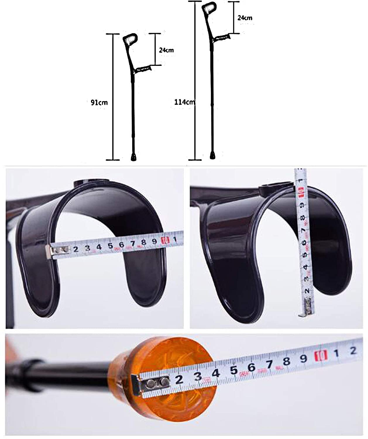 Muleta de Codo Muletas for Adultos con Ajuste de Altura y Almohadilla de Aluminio Ligera for Hombres. Muletas de puño Abierto. Muletas de Brazo Ligeras.
