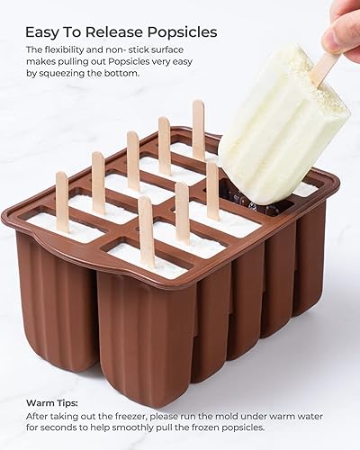 Miniatura 4 de Moldes de silicona grandes para paletas de 10 cavidades con soportes de silicona para paletasrecogedor de goteo, moldes para paletas de silicona,