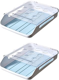 Large-Capacity Automatic Rolling Pojemnik Na Jajka, Szuflada-Typ Pojemnik Na Jajka, LodóWka Jajko Fresh- Przechowywanie Box, Do ZamrażArek, LodóWek, Szafek,Blue,2pcs
