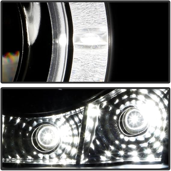 ACANII - For 2005-2010 Pontiac G6 w/o CTF Package LED Halo Ring Black Housing Projector Headlights Headlamps Left+Right