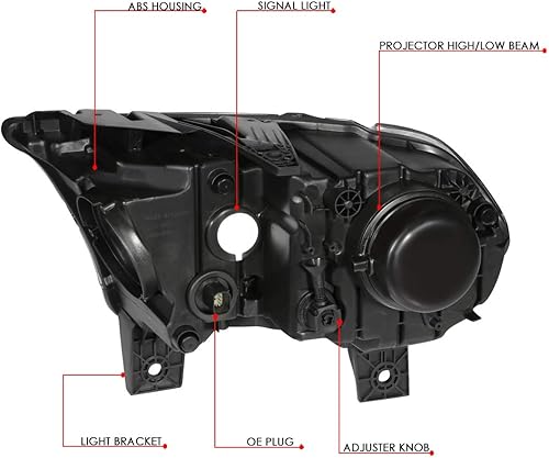 Miniatura 6 de DNA Motoring HL-OH-DDUR14-BK-CL1 Par de lámpara de faros delanteros con proyector de estilo de fábrica con marcador lateral LED