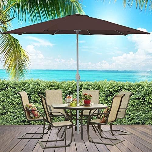 Best Choice Products SKY3434 Umbrella 9ft Outdoor Water/UV-Resistant Market Patio Umbre, Brown
