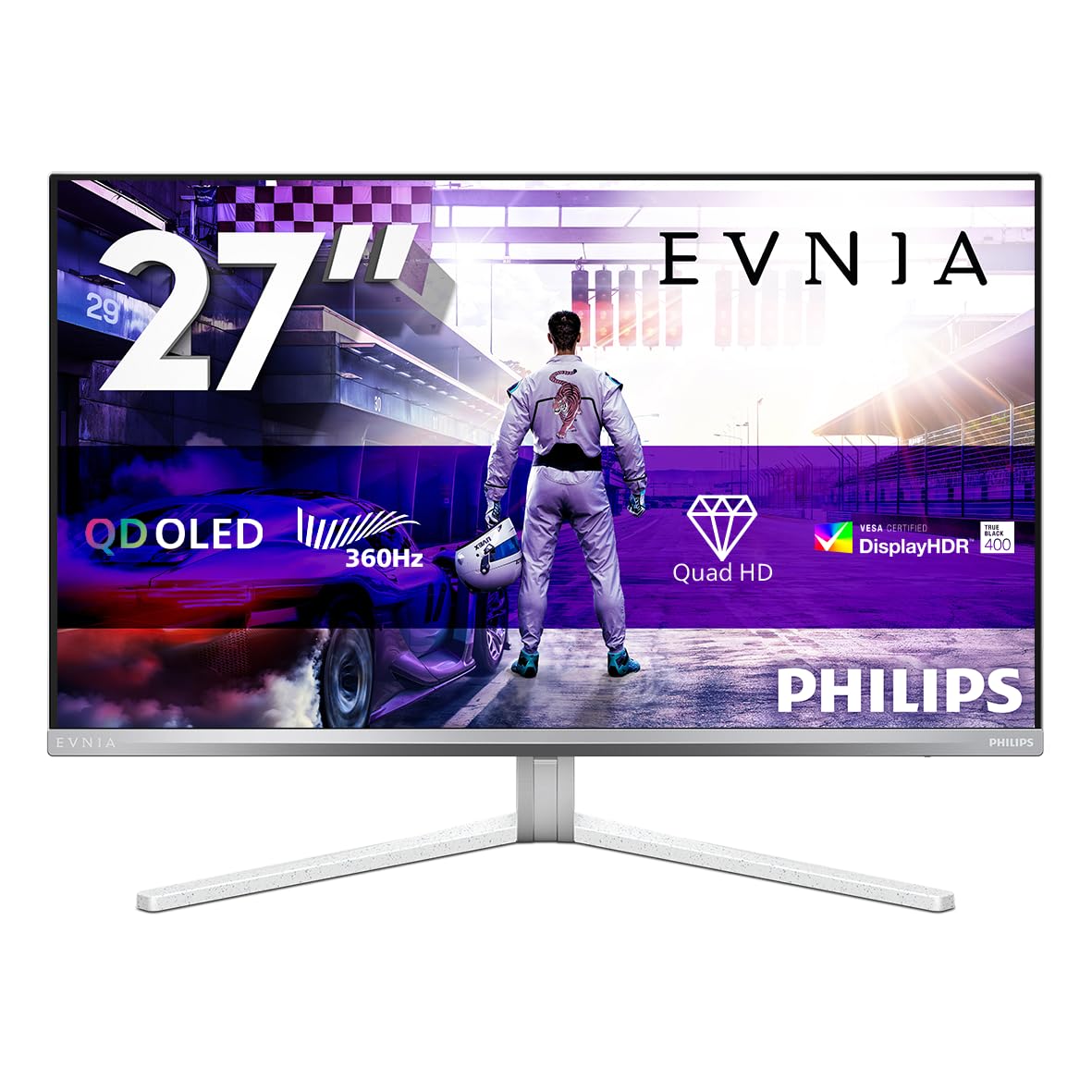 Philips Monitor 27M2N8500 26.5" 2560x1440, WQHD, 360Hz, QD-OLED Panel, 0.03ms GtG, USB-C Speakers (HDMI2x 2.1 DP 1x 1.4) Adaptive Sync, HDR400 TrueBlack, FreeSync Prem. Pro, G-Sync Comp., Argento