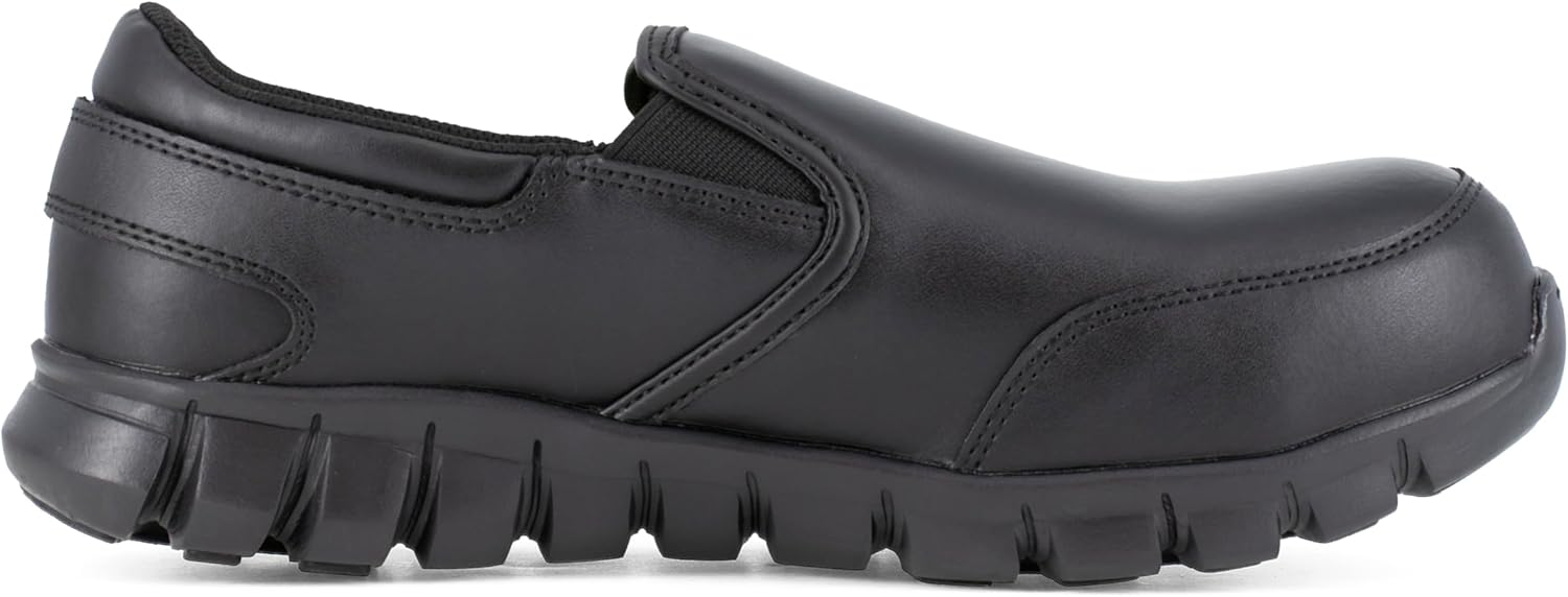 Reebok Work Mens Sublite Cushion Composite Toe ESD Slip On Work Safety Shoes Casual - Black - Image 5