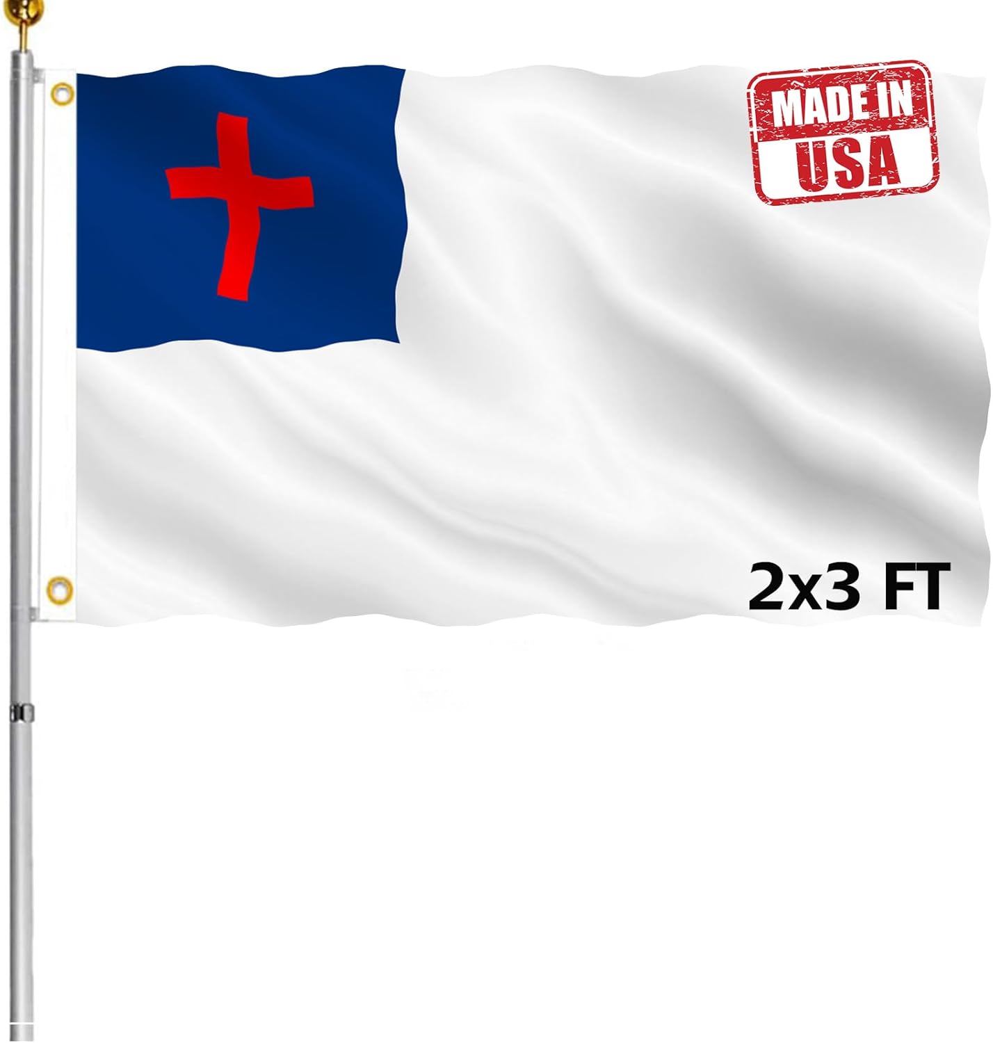 Double Sided Christian Christianity Cross Flag 2x3 FT Outdoor- 3Ply 320D Nylon Heavy Duty Church Jesus Faith Religions Flags- Canvas Header with 2 Brass Grommets Easy to Rising