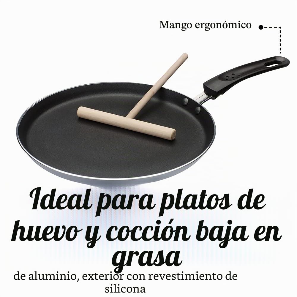 GSW 456722 – Sartén de inducción para crepes gris/negro, incluye repartidor de masa, aluminio, 43,7 X 26,2 x 2,0 cm