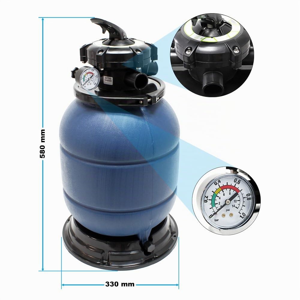 Filtro a Sabbia con valvola a 5 Posizioni Pompa autoadescante HZS-300 380W Set Piscina