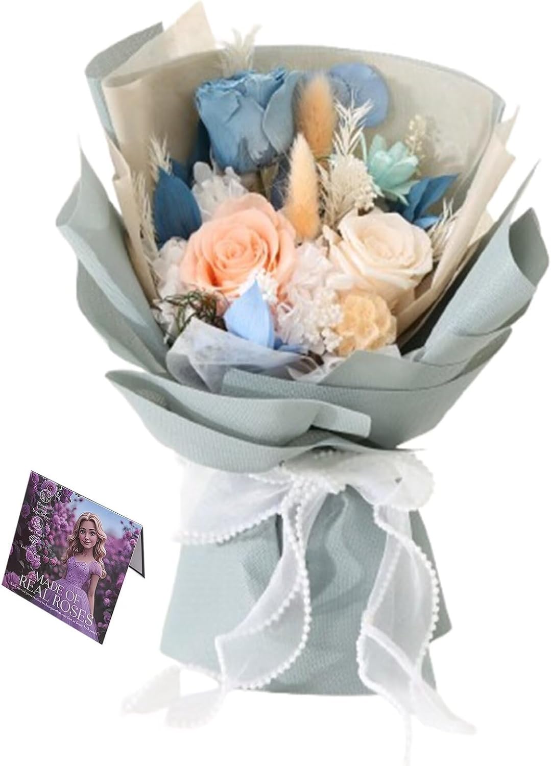 TOHXZCUS Valentines Day Flowers Gifts for Her, Flowers for Delivery, Preserved Flowers Bouquets Last 1-3 Years, Birthday Gifts for Women, Mothers Day Flowers, (Blue)
