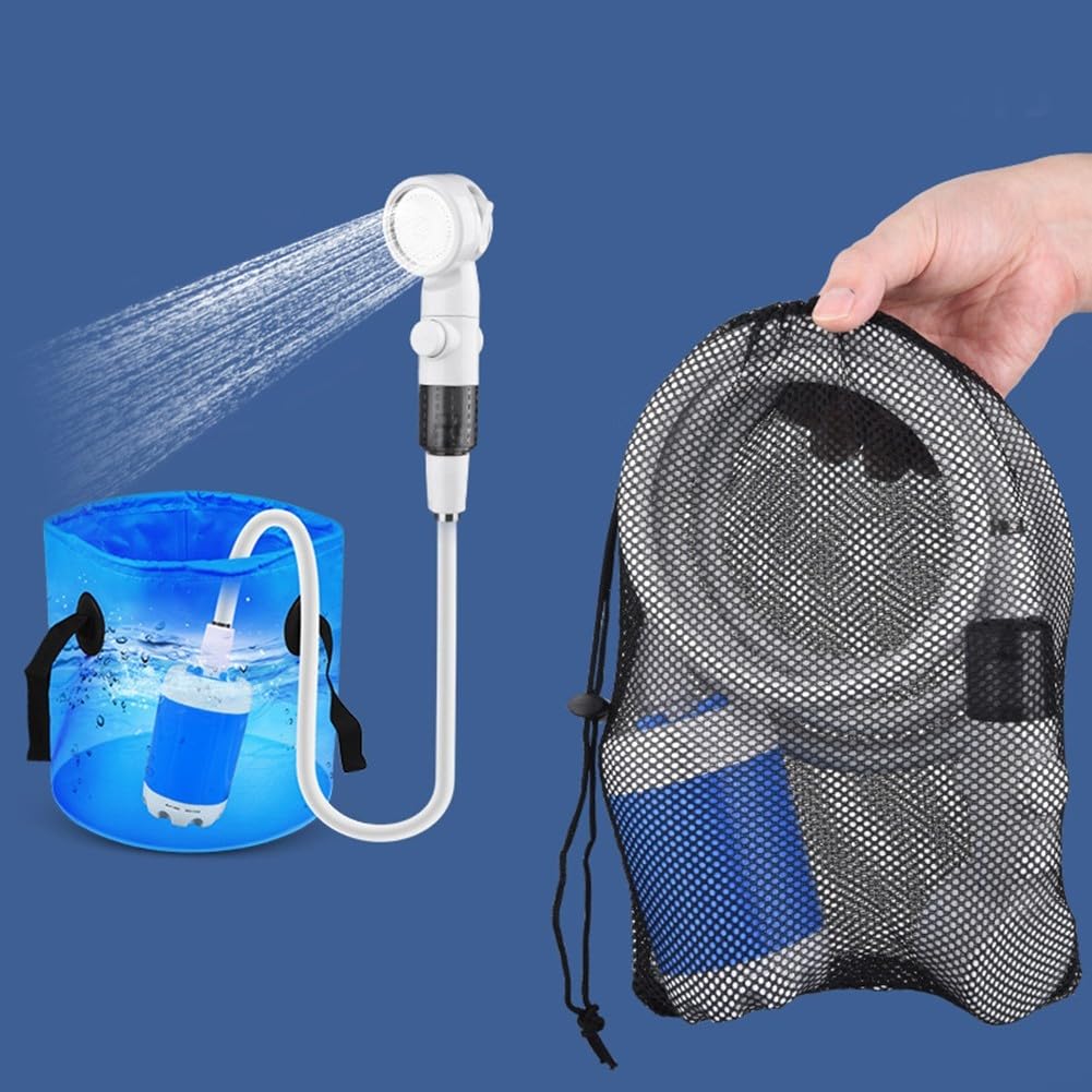 Portatile Campeggio Doccia Pompa Ricaricabile 5000mAh Esterna Soffione Spruzzatore Con Tubo Doppio Flusso D'acqua Per Secchio Lavello Pet Lavaggio Viaggio