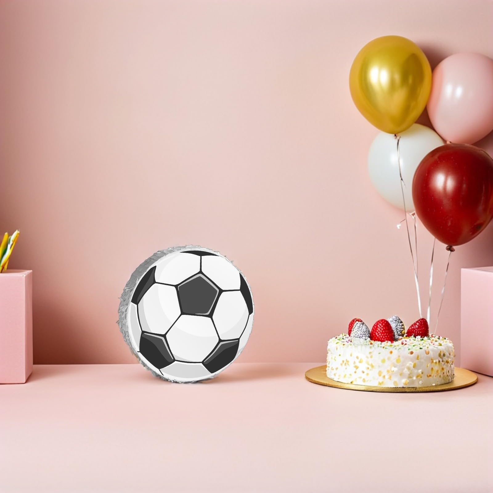 Toddmomy Piñata de Fútbol con Diseño Colorido y Festivo para Fiesta de Cumpleaños Infantil Fácil de Colgar y Uso Incluye Palo y Venda Ojos