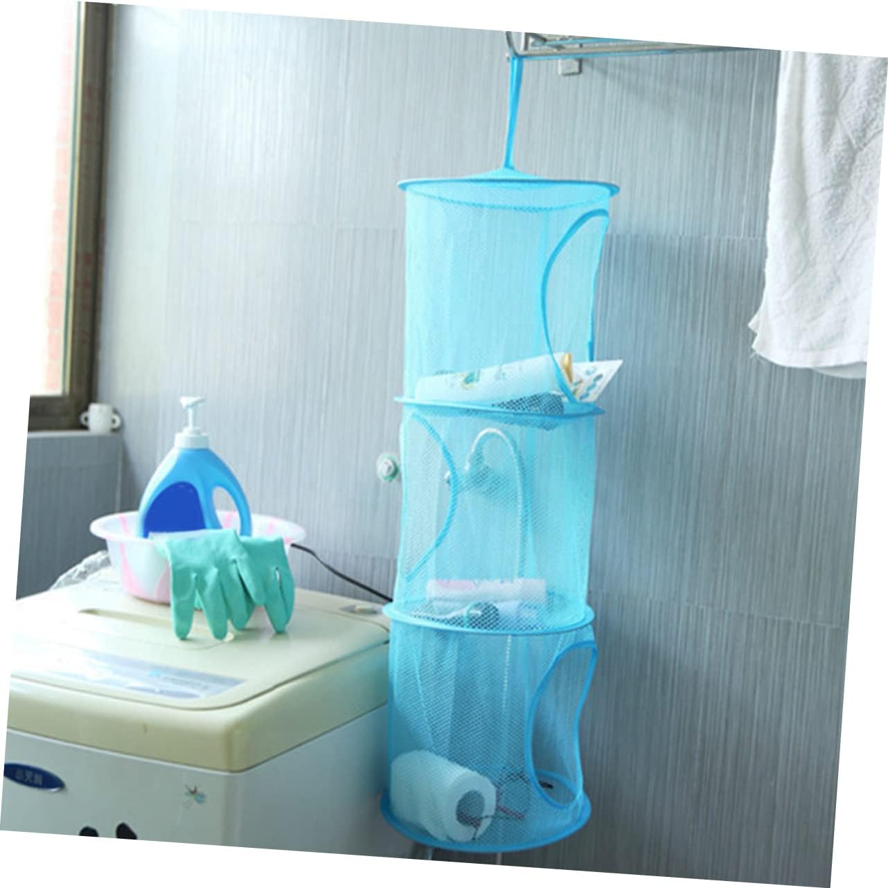Three Layer Hanging Basket Collapsable Laundry Basket Mesh Laundry Mesh Bags for Hamper Space Saver Foldable Hanging Foldable Bag
