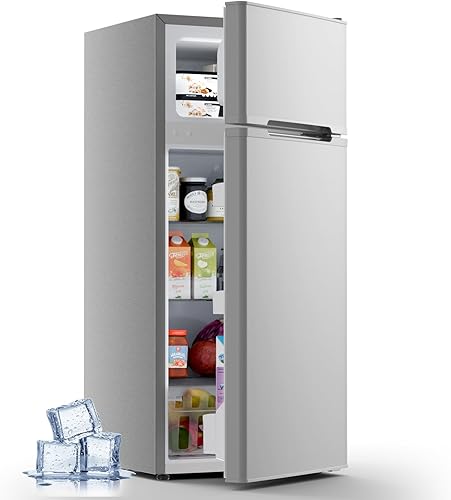 Miniatura 8 de Kismile Mini refrigerador con congelador, mini refrigerador compacto de 3.2 pies cúbicos con doble 2 puertas, temperatura ajustable, tamaño completo