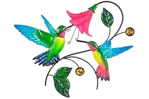 Captivating Metal Wall Art: Hummingbird & Flower Symphony for Your Abode