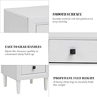 Vista 24 de Giantex Mesita de noche de madera con dos cajones de almacenamiento y asas, material impermeable para dormitorio, sala de estar (1)