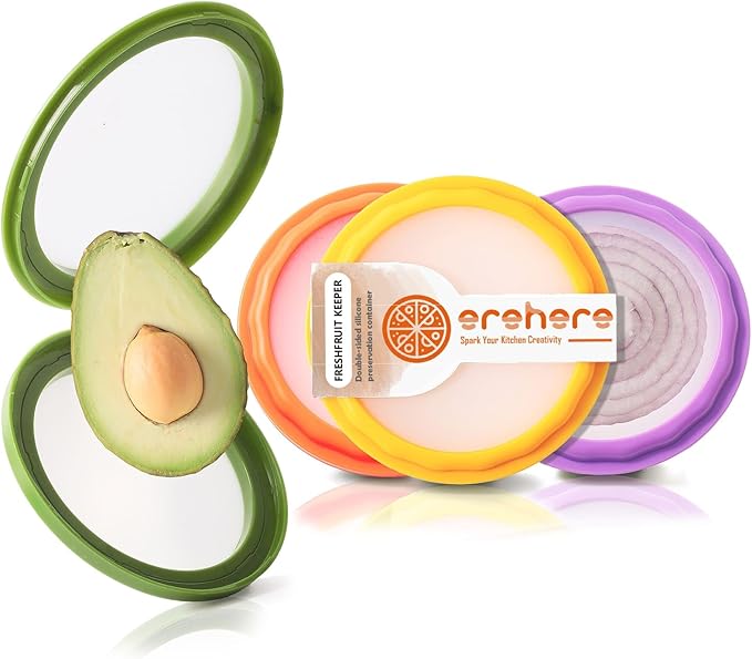 4-Piece Food Storage Containers Set – Avocado Saver, Onion Keeper,