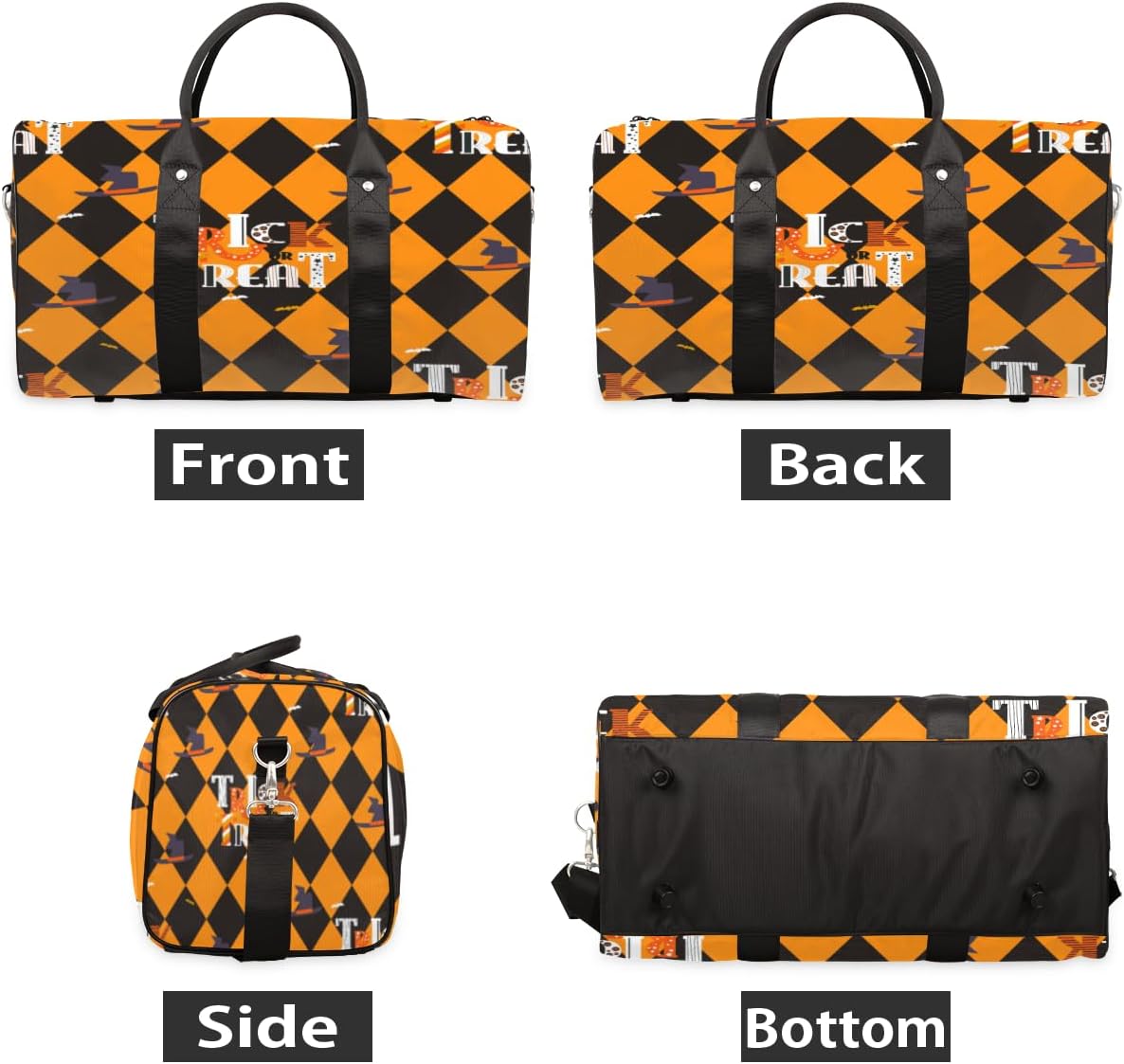 Trick Treat Travel Duffel Bag for Women Men Large Capacity Overnight Weekender Bags for Lightweight Waterproof Sport Gym Bag for Workout Yoga Swim