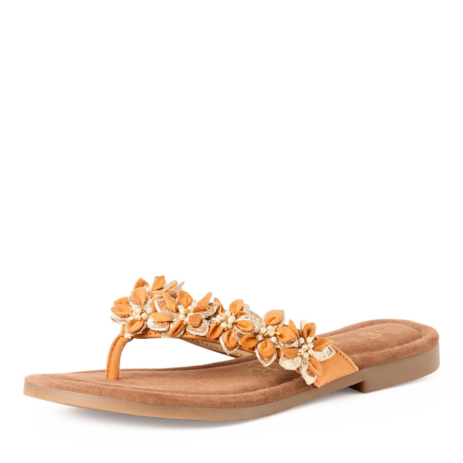 Marco Tozzi Women Sandal Soft Feel Me Footbed Leather Modern, Orange (Orange Comb), 7.5 UK