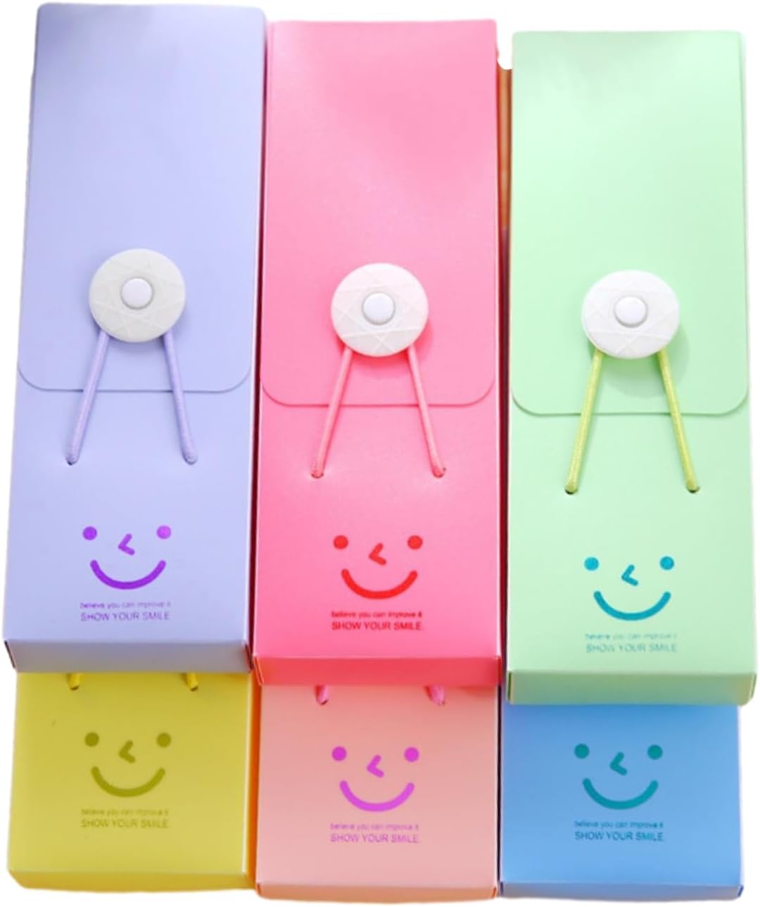 5pc - Student Creative Plastic Stationery Box Candy Color Cute Smile Pencil Box-green
