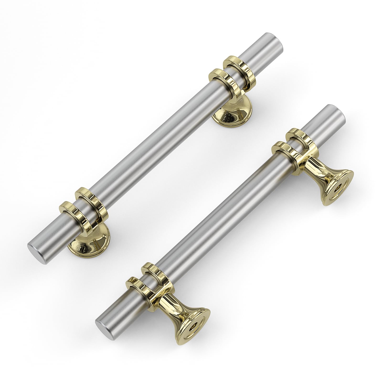 homdiy 10 Pack Brushed Nickel Cabinet Knobs Silver Kitchen Knobs for Cabinets and Drawers Modern Two Tone Hardware for Dresser Bathroom