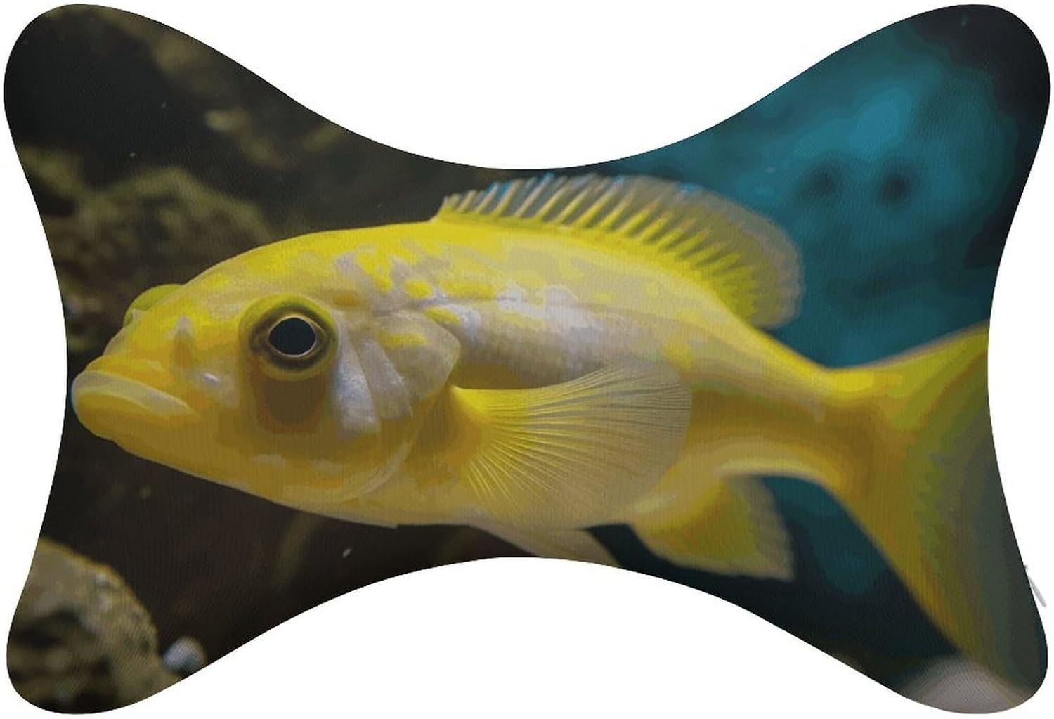 VFMKT Lot de 2 coussins de nuque de voiture ultra confortables et doux pour appuie-tête de voiture – Poisson jaune – Coussin appuie-tête universel respirant amovible pour conduite, voyage, maison