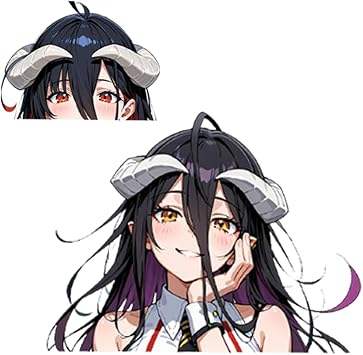 5.1 Inch 2Pcs for Albedo Peeker Anime Car Stickers Window Laptop Bumper Trunk Motorcycle Campervan Fuel Tank Cap Decals Vinyl Waterproof Luggage Skateboard DIY Decor